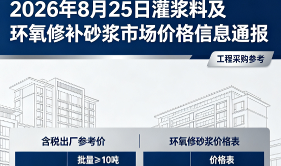澄海2026年8月25日灌浆料及环氧修补砂浆市场价格信息通报